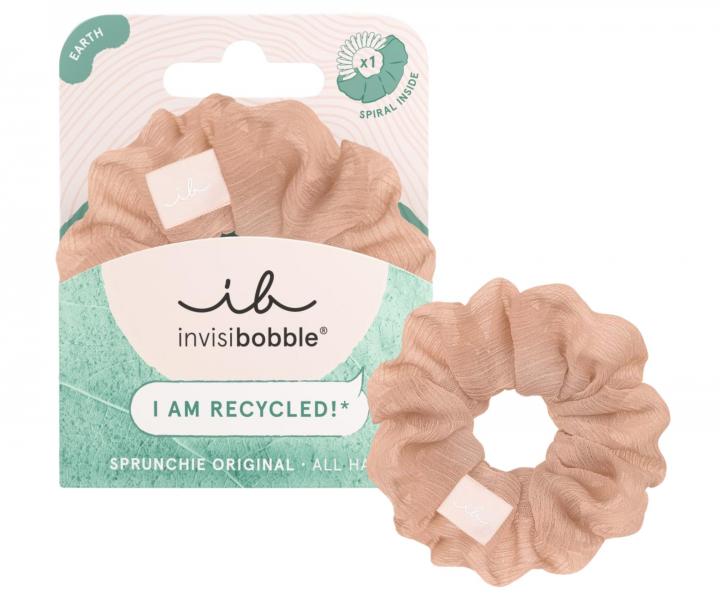 Ozdobná spirálová gumička z recyklovaného materiálu Invisibobble Sprunchie Recycling Rocks - pudrová