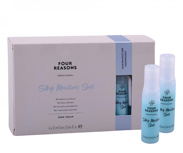Ampulky pro hydrataci a zjemnění krepatých a zacuchaných vlasů Four Reasons Professional Silky Moisture Shot - 6 x 13 ml