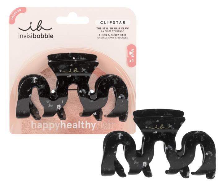 Velký skřipec do vlasů Invisibobble Clipstar Clawdia - černý s mramorovým vzorem