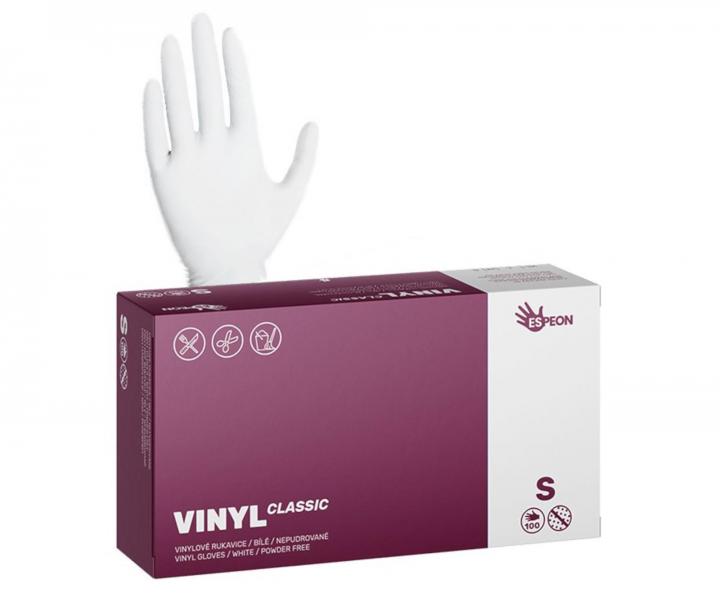 Vinylové rukavice Espeon Vinyl Classic - 100 ks, bílé, nepudrované, velikost S