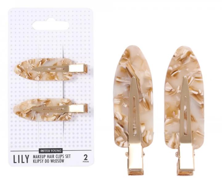 Spony do vlas� s podlo�kami Sister Young Lily Makeup Hair Clips Set - 6 cm, 2 ks