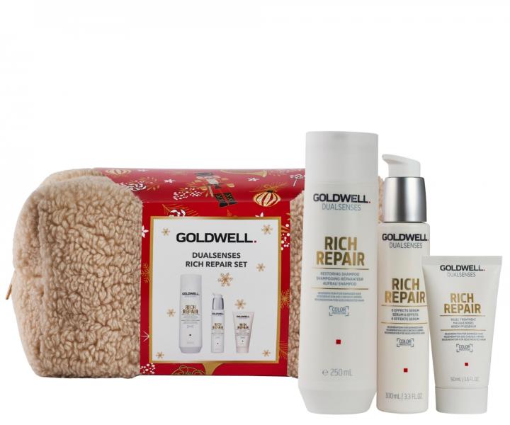Drkov sada pro such vlasy Goldwell Dualsenses Rich Repair Set + kosmetick tatika zdarma