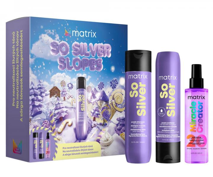 D�rkov� sada pro neutralizaci �lut�ch t�n� blond a mel�rovan�ch vlas� Matrix So Silver Slopes