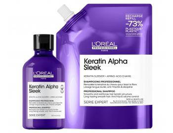 �ampon pro uhlazen� krepat�ch vlas� Lor�al Professionnel Serie Expert Keratin Alpha Sleek - 300 ml + n�hradn� n�pl� - 500 ml