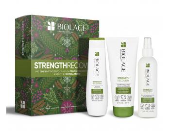 Dárková sada pro poškozené vlasy Biolage Strength Recovery - šampon + kondicionér + sprej