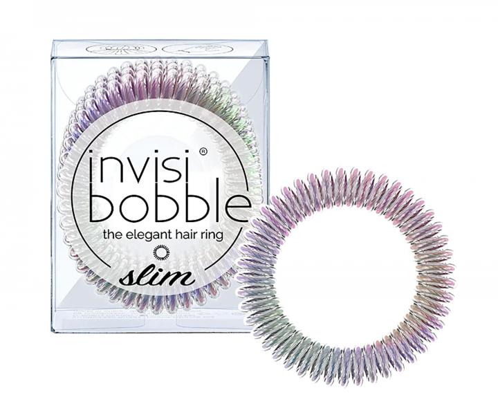 Tenká spirálová gumička do vlasů Invisibobble Slim Vanity Fairy - duhová, 3 ks