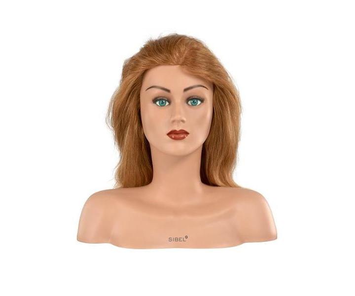 Cvičná hlava dámská s přírodními vlasy LAURA, Sibel - blond 15 - 30 cm