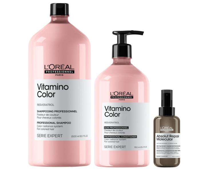 Sada pro z��ivou barvu vlas� Lor�al Professionnel Vitamino Color + p��pravn� p��e Absolut Repair Molecular 100 ml zdarma