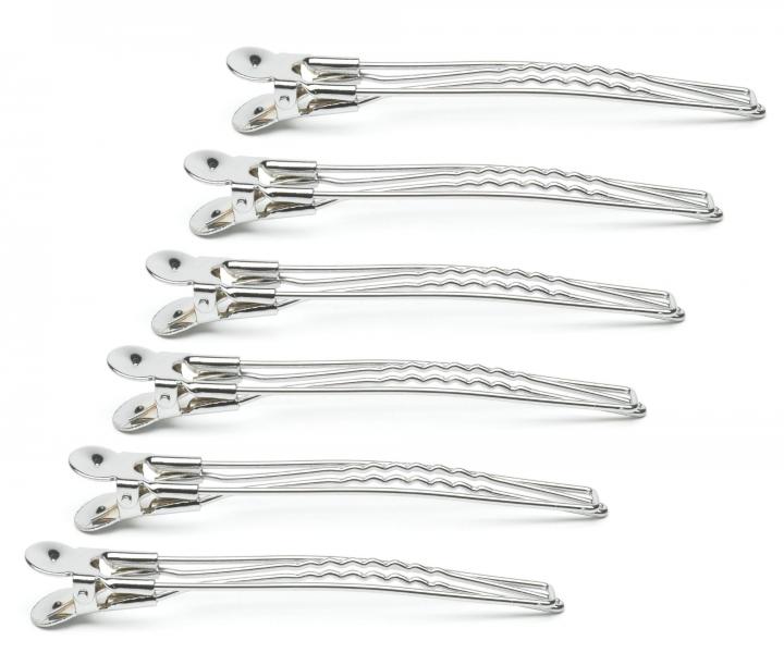 Chromov� spony do vlas� Eurostil Professional - 11,7 cm, st��brn�, 6 ks