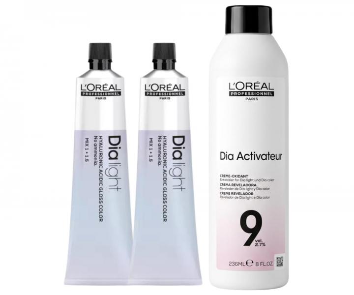 Sada p�eliv� na vlasy a oxida�n�ho kr�mu Lor�al Professionnel Dia Light - 2x p�eliv 60 ml Clear + oxida�n� kr�m 236 ml zdarma