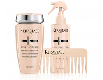 Řada pro vlnité a kudrnaté vlasy Kérastase Curl Manifesto - sada - šampon + sprej + hřeben zdarma