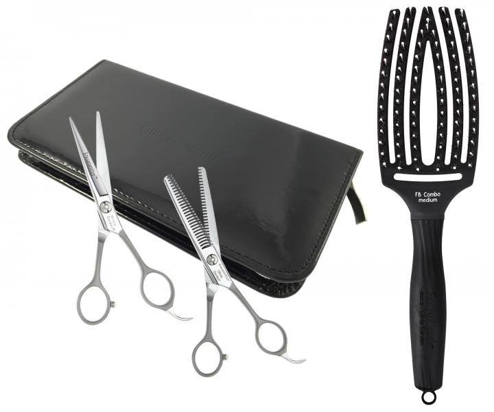 Sada nůžek 5,75" a efilačních nůžek 6,27" Olivia Garden StraightCut™ + kartáč zdarma