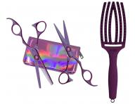 Sada nůžek 5,75" a efilačních nůžek 6,35" Olivia Garden SilkCut ThinkPink + kartáč zdarma