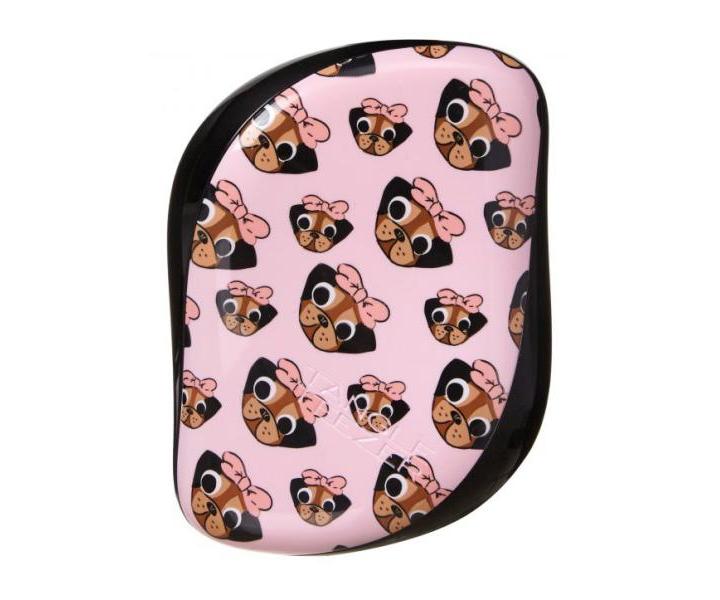 Kartáč na vlasy Tangle Teezer Compact - Pug love, černý - poškozený obal