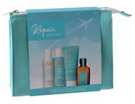 Cestovní balíček pro regeneraci vlasů Moroccanoil Repair Takes Flight + zdarma semišová tastička