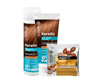 Sada pro obnovu křehkých vlasů Dr. Santé Keratin - šampon 250 ml + péče 200 ml + mýdlo zdarma