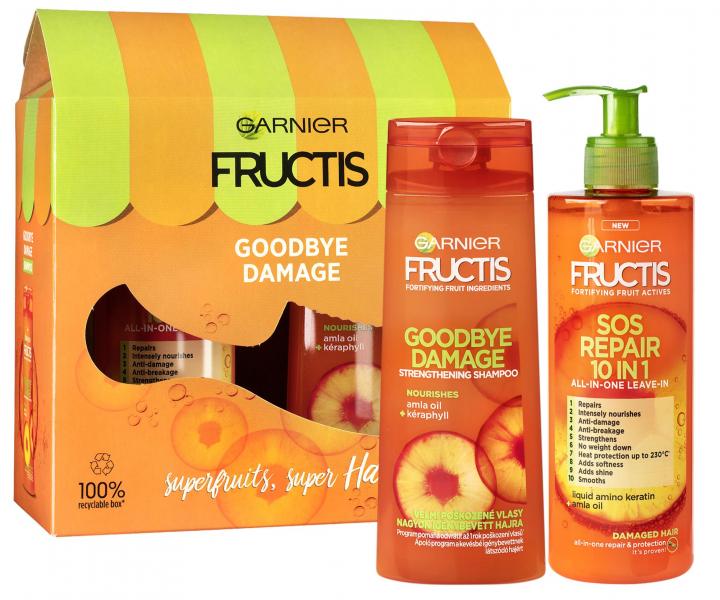 Dárková sada pro poškozené vlasy Garnier Fructis Goodbye Damage - šampon 250 ml + péče 400 ml