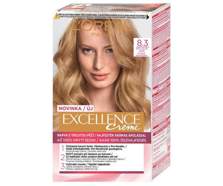 Permanentní barva Loréal Excellence 8.3 světlá zlatá blond