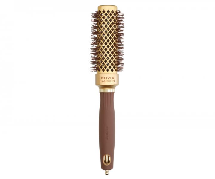 Čtverhranný foukací kartáč na vlasy Olivia Garden Expert Blowout Straight Gold & Brown - 30 mm