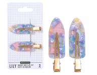 Spony do vlas� s podlo�kami Sister Young Lily Makeup Hair Clips Set - 6 cm, 2 ks - r��ovo-modr�