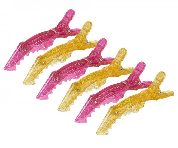 Klipsy do vlas� Sibel Gator Glossy Lips - 11 cm, r��ov�, �lut�, 6 ks