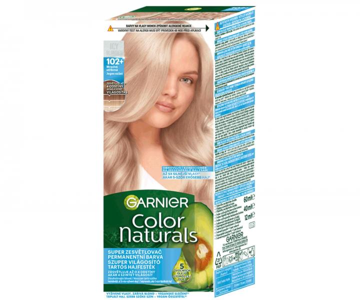 Permanentn zesvtlujc barva na vlasy Garnier Color Naturals - 102+ mraziv stbrn