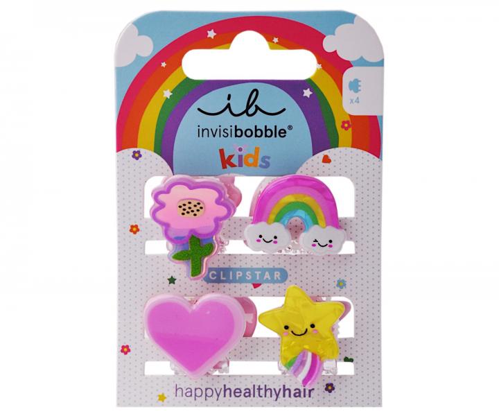 Dětské veselé skřipečky do vlasů Invisibobble Clipstar Happy World - 4 ks