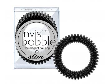 Tenká spirálová gumička do vlasů Invisibobble Slim True Black - černá, 3 ks