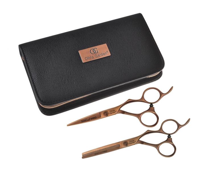 Sada nůžek 5,75" a 6,35" SilkCut Pro Copper Edition Olivia Garden + kartáč zdarma