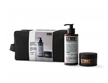 Pánská dárková sada pro péči a styling vlasů s kosmetickou taškou STMNT Staygold