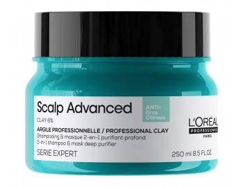 Šampon a maska 2v1 pro mastící se vlasovou pokožku Loréal Professionnel Scalp Advanced - 250 ml