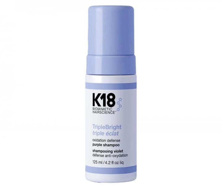 P�nov� fialov� �ampon pro blond a zesv�tlen� vlasy s trojit�m ��inkem K18 TripleBright Purple Shampoo - 125 ml