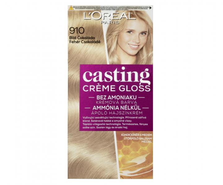 Barvící krém bez amoniaku Loréal Casting Créme Gloss - 910 bílá čokoláda