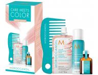 Sada pro oživení vlasů Moroccanoil Care Meets Color Rose Gold - hřeben, maska, suchý šampon, olej
