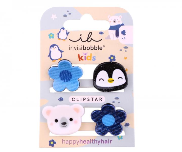 Dětské veselé skřipečky do vlasů Invisibobble Clipstar Polar World - 4 ks