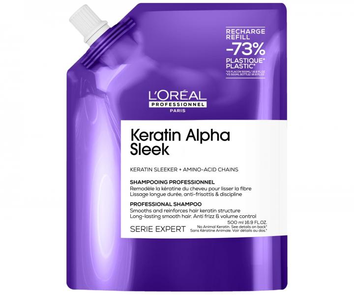�ampon pro uhlazen� krepat�ch vlas� Lor�al Professionnel Serie Expert Keratin Alpha Sleek - 500 ml, n�hradn� n�pl�