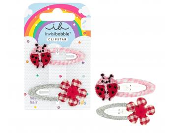 Dětské sponky do vlasů pukačky Invisibobble Clipstar Happy Ladybird - 2 ks