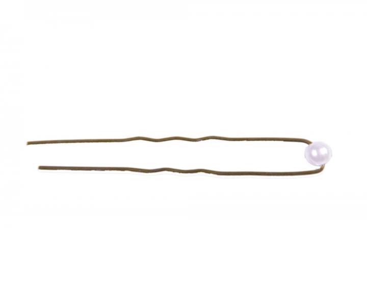 Vlnit� vl�senka s b�lou perli�kou Eurostil Professional - 6 cm, bronzov� - 12 ks