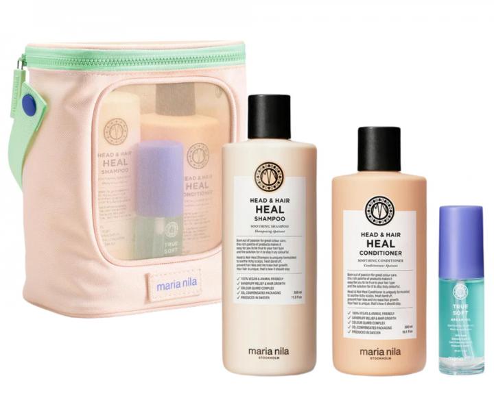 Dárková sada pro zdravou vlasovou pokožku Maria Nila Head & Hair Heal + kosmetická taška zdarma