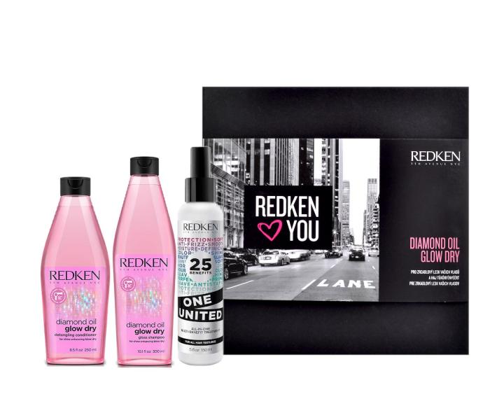 Dárková sada pro lesk vlasů Redken Diamond Oil Glow Dry
