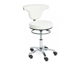 Taburet na kolečkách s opěrkou Sibel Swivel - bílý