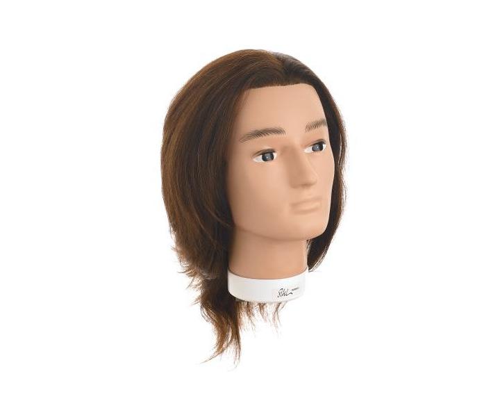 Cvičná hlava pánská s přírodními vlasy BOBBY, Sibel - 15 - 25 cm