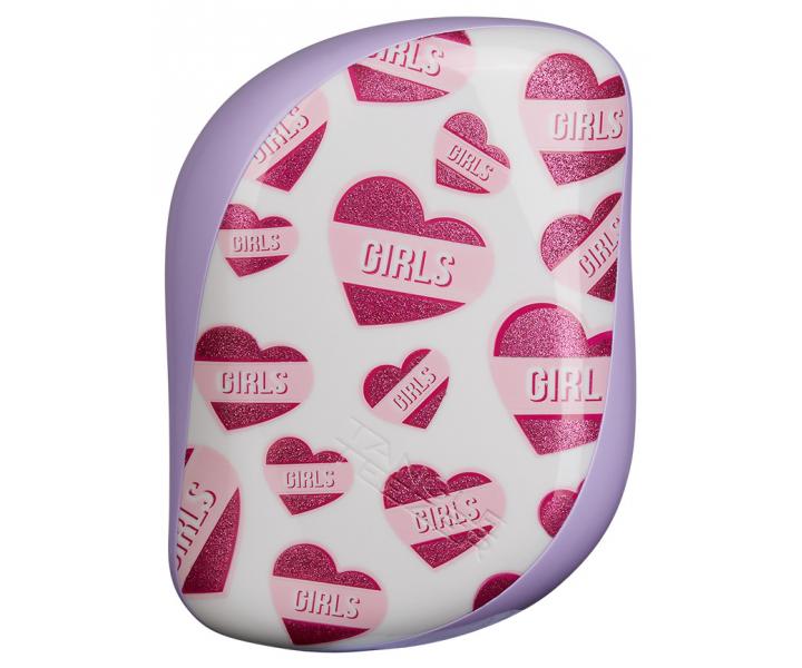Kartáč na vlasy Tangle Teezer Compact - Girl Power, bílá/fialová