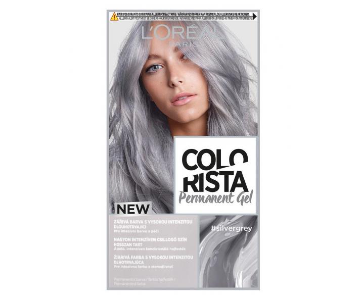 Sada 2 kus permanentn barvy Loral Colorista Permanent Gel Silver Grey + gumiky Loral Paris