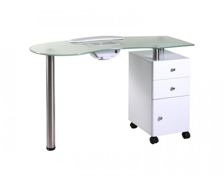 Manik�rn� stolek se sklen�nou deskou a ods�v�n�m - b�l�