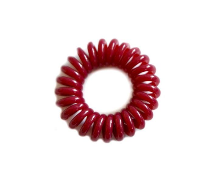 Spirálová plastová gumička do vlasů pr.3,5 cm - vínová