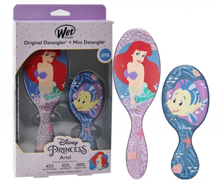 Drkov sada kart na vlasy Wet Brush Original Detangler a Mini Detangler Disney Princess Ariel