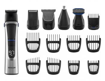 Multifunkční zastřihovač vlasů, vousů a celého těla Sencor Multigroomer Set for Men SHP 8500BK - stříbrný