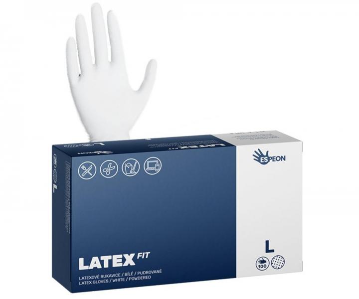 Latexové pudrované rukavice Espeon Latex Fit - 100 ks, bílé, velikost L