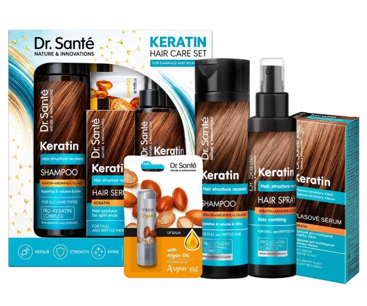 D�rkov� sada pro obnovu matn�ch a k�ehk�ch vlas� Dr. Sant� Keratin Hair Care Set